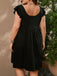 [Übergröße] Schwarz 1950er Gerafften Kapuzenärmeln Kleid