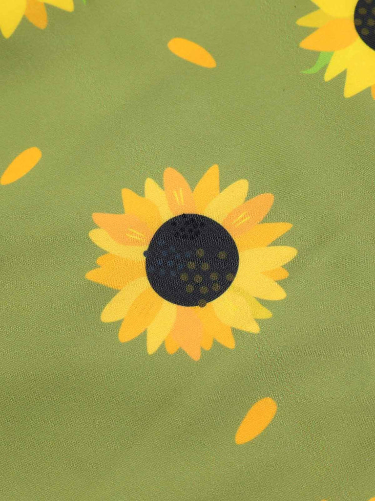 Grün 1930er Sonnenblumen Halter Badeanzug