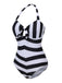 Schwarz & Weiß 1950er Barbie Stripes Halter Badeanzug