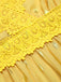 Gelb 1950er Spitze Patchwork Tupfen Kleid