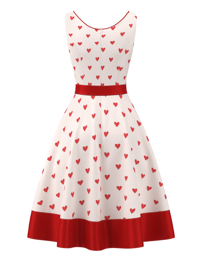 Blassrosa 1950er Herz Sweetheart-Kragen Kleid