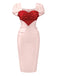 Blassrosa 1960er Herz Puff Pencil Kleid