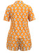 Orange 1970er Halloween Cartoon Skelett Pyjama