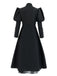 Schwarz 1940er Wicked-Inspiriert Blumen Hexenkleid