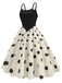 1970er Träger Patchwork Polka Dots Swing Kleid