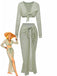 2PCS 1960er Häkel Langarm Strand Cover-Up Set