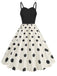 1970er Träger Patchwork Polka Dots Swing Kleid