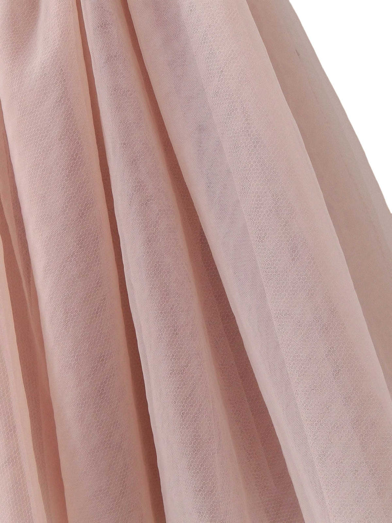 1970er Spaghetti Träger Bogen Tulle Kleid