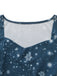 Dunkelblaues 50er Weihnachts-Midikleid mit Weihnachtsmannprint