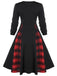 1950er Plaid Patchwork Gotisch Plissiertes Kleid