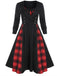 1950er Plaid Patchwork Gotisch Plissiertes Kleid