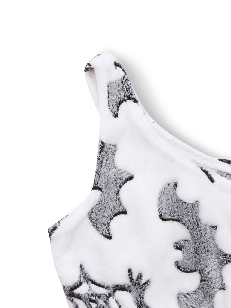 2PCS Weiß 1970er Glühend Halloween Spinne Flanell Pyjama