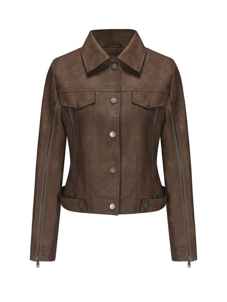 1960s Leder Multi-Zip Moto Jacke