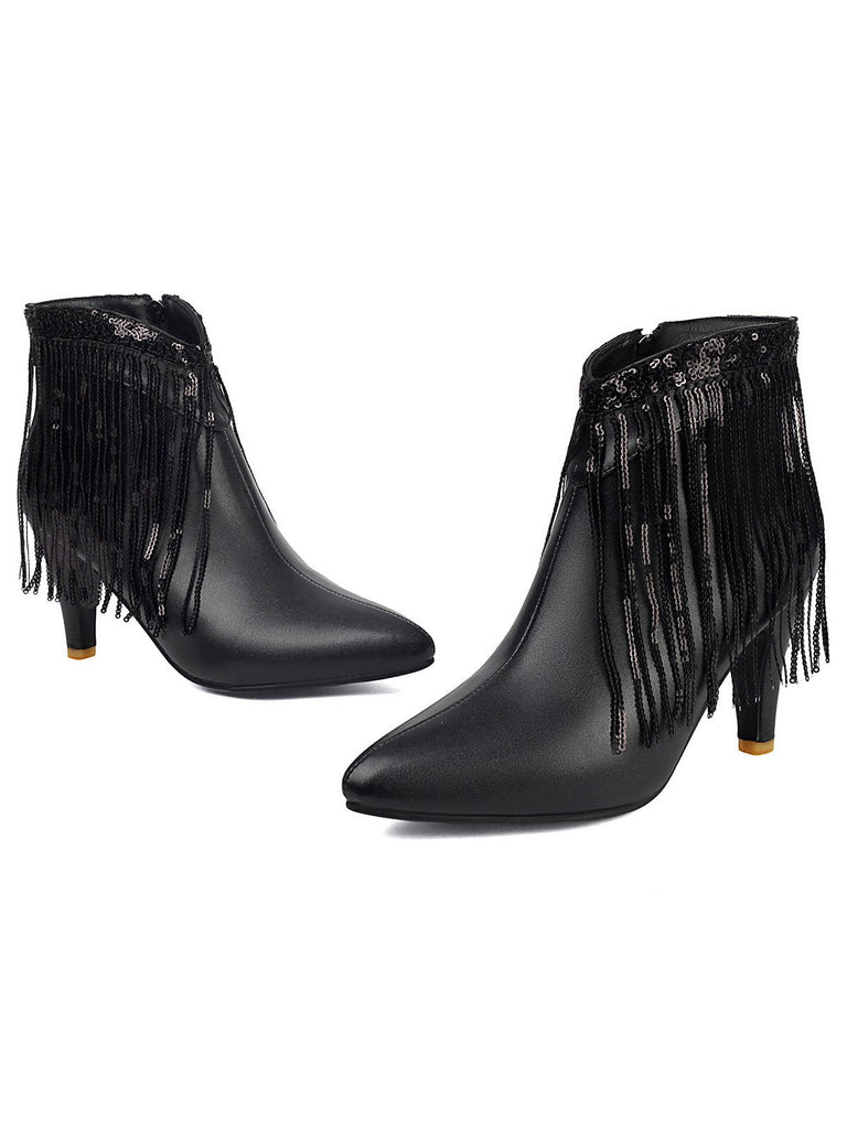 Metallisch Quaste Spitzer Spitze Stiletto Chelsea Stiefel