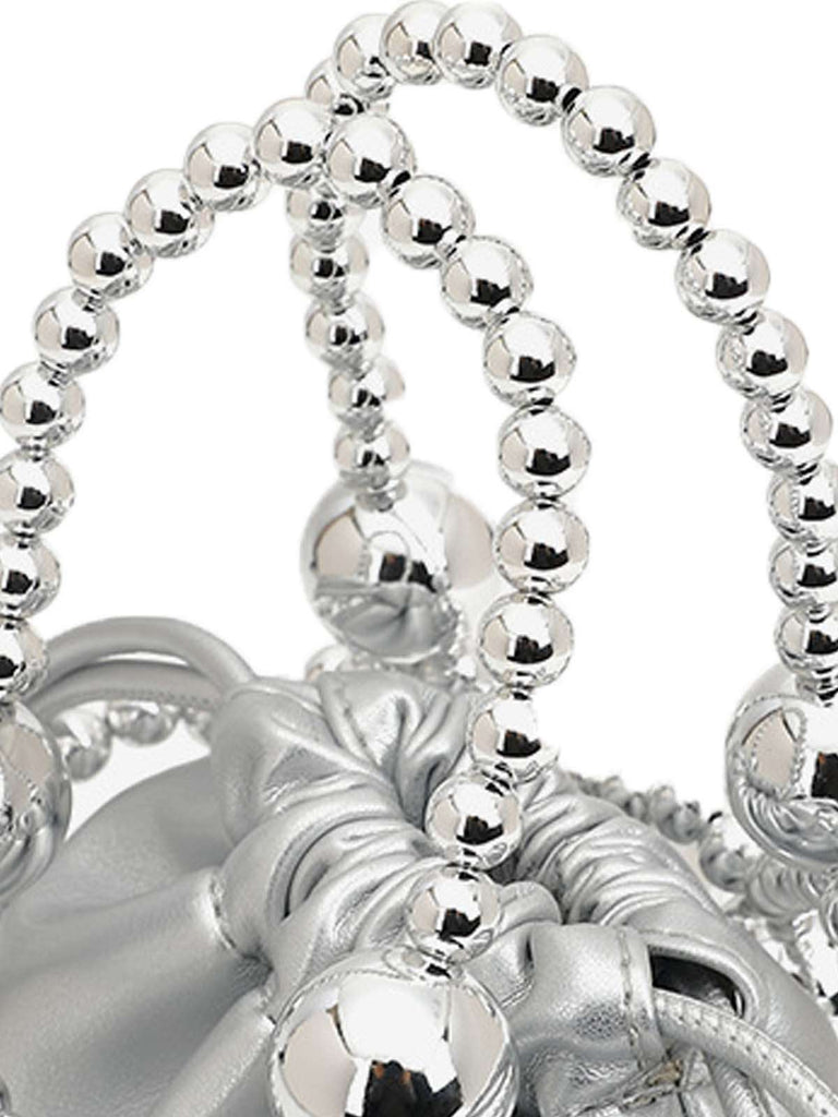 Metallisch Perlen Kordelzug Mini Beutel Tasche