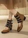 Runde Spitze Niedrig Blockabsatz Cut-Out Stiefel