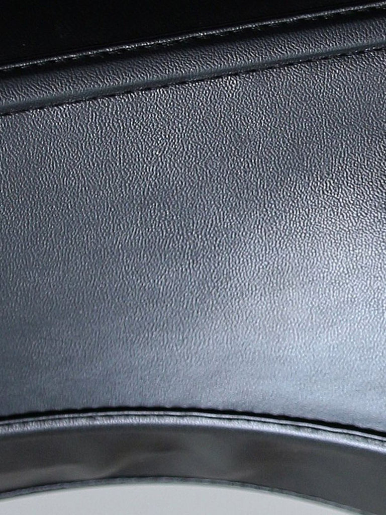 Schwarz 1970er Square Neck Leather Steampunk Top