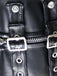 Schwarz 1970er Square Neck Leather Steampunk Top
