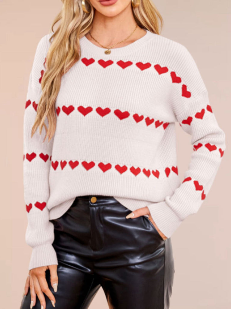 1940er Valentinstag Herz Gestrickt Pullover
