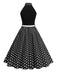 1950er Bogen Binde-Hals Polka Punkte Gürtel Kleid