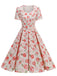 1950er Vintage Blumen Swing Kleid