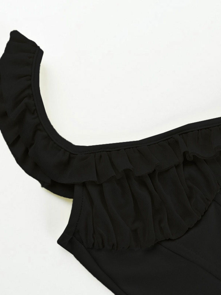 1960er Netz Patchwork Rüschen Korsett Leibchen