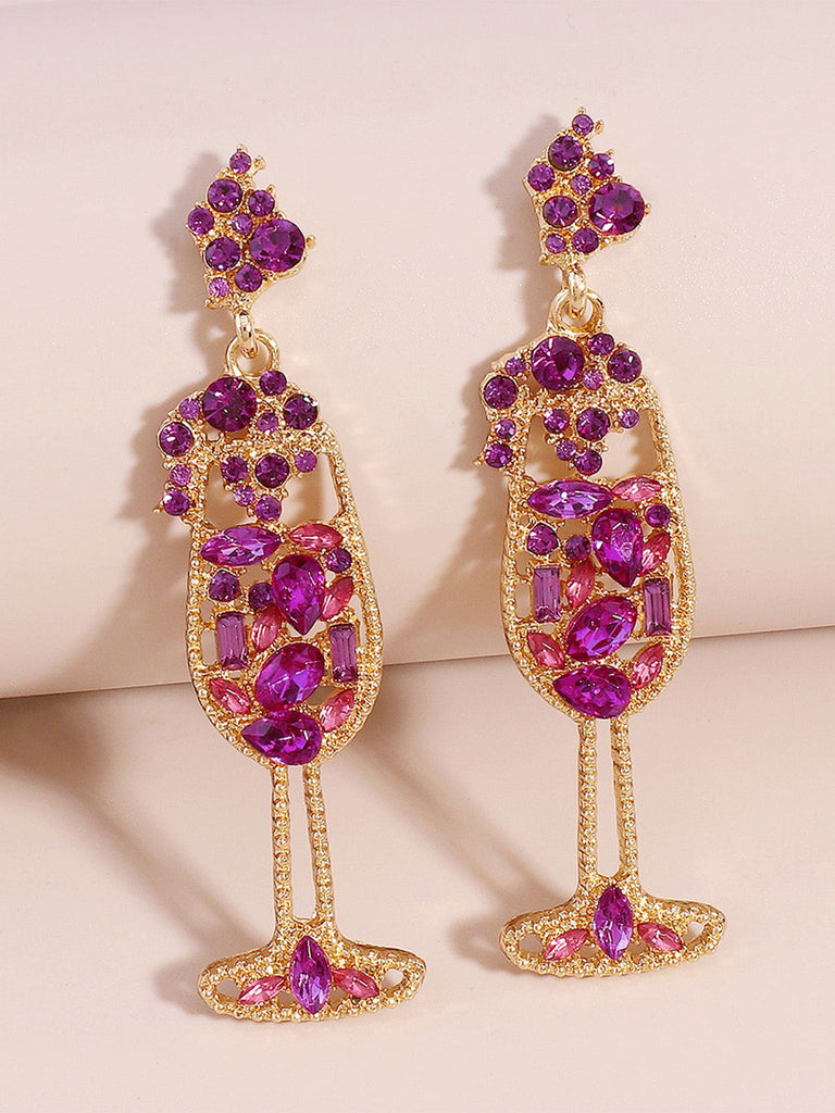 Champagner Glas Perle Edelstein Ohrringe