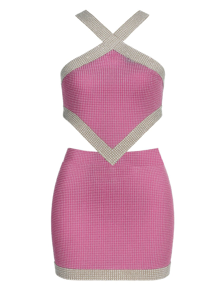 2PCS 1980er Metallisch Kreuzhals Top & Rock