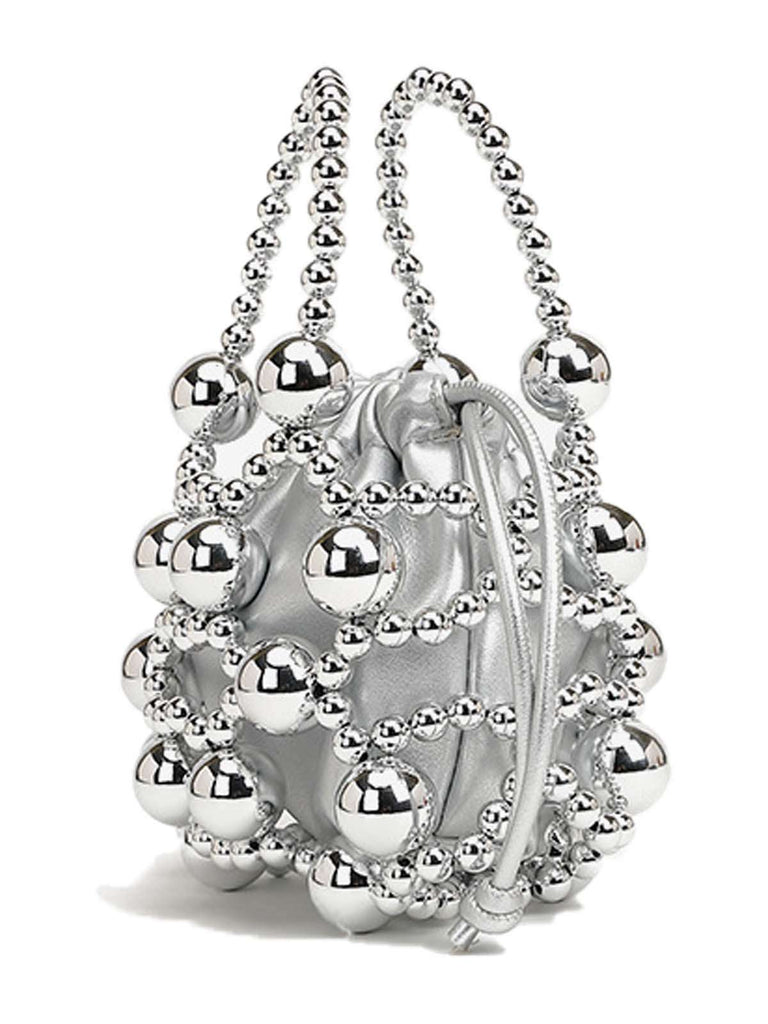 Metallisch Perlen Kordelzug Mini Beutel Tasche