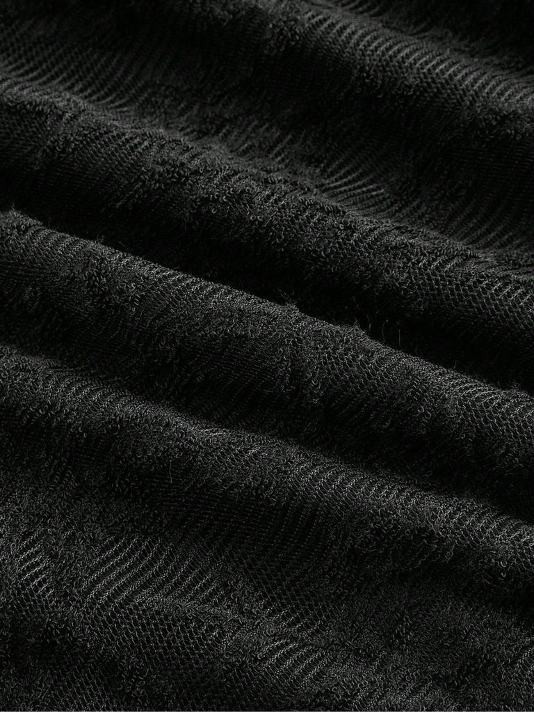 Schwarz 1960er Spitze Glockenärmel Rückenbindung Kleid