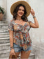 [Übergröße] Multicolor 1970S Boho Sonnendruck Bogen-Front Top