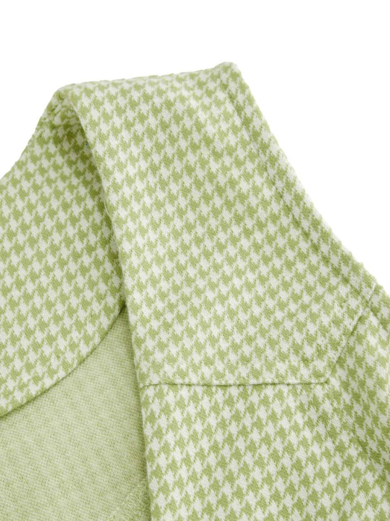 Grün 1960er V-Ausschnitt Hahnentritt Ärmellos Kleid