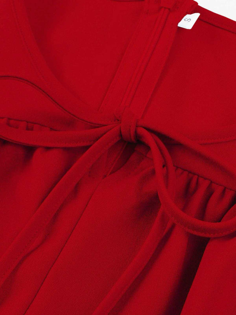 1940er Rundhals Bogen Solide Stufen Kleid