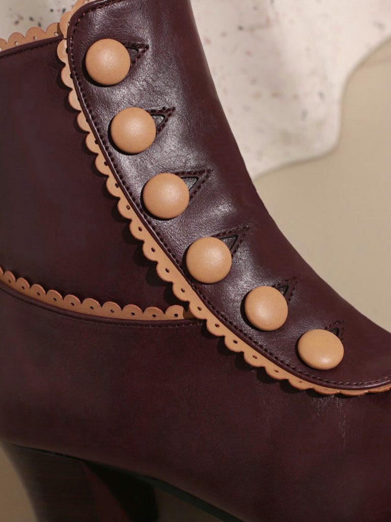 Vintage Kunstfellfutter Chunky Ferse Kurze Stiefel