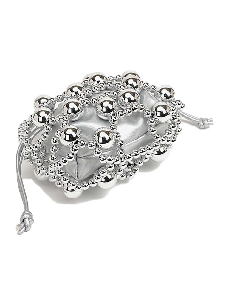 Metallisch Perlen Kordelzug Mini Beutel Tasche