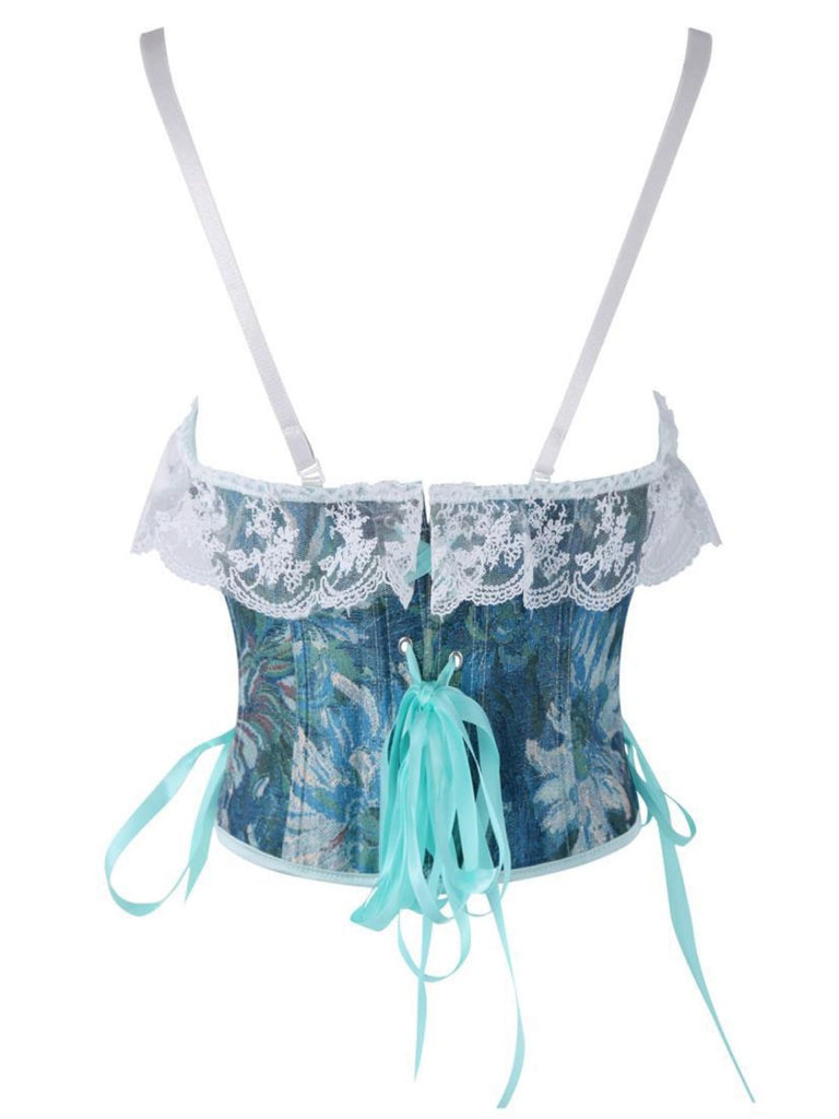 1960er Blumen Spitze Spaghetti Träger Korsett Top