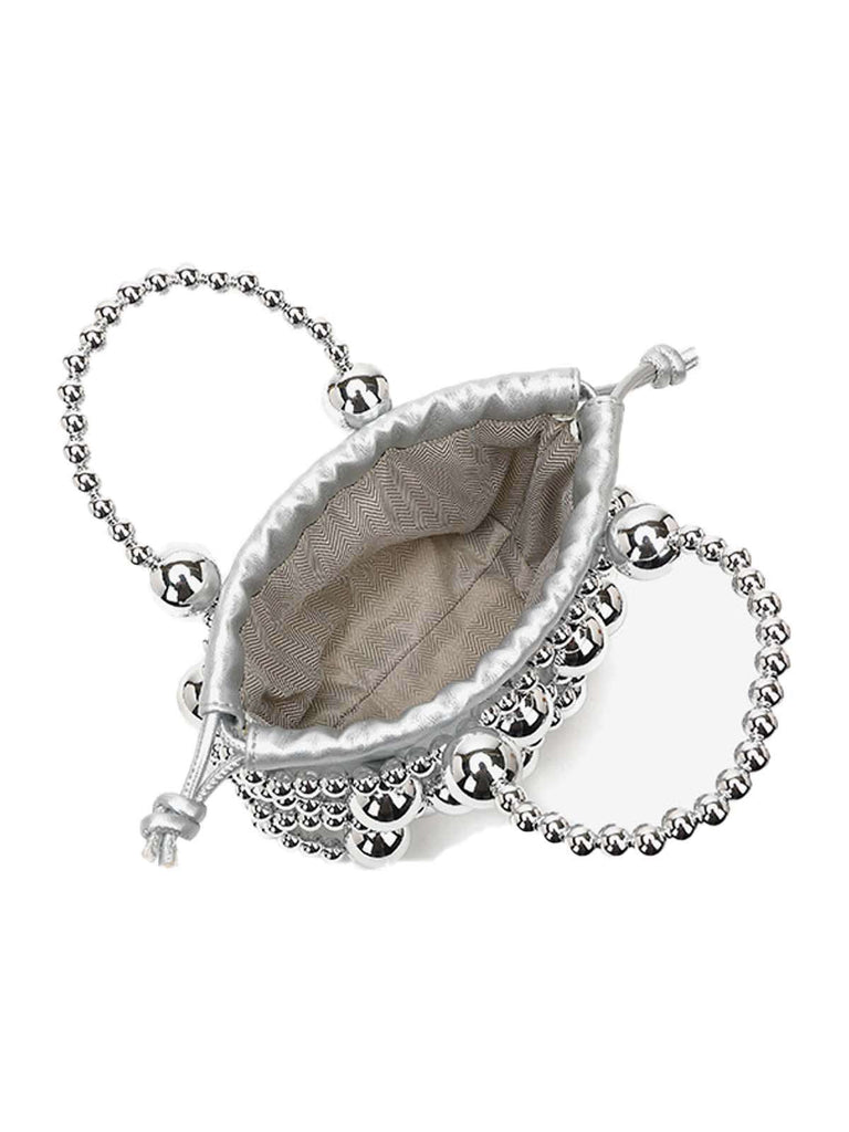 Metallisch Perlen Kordelzug Mini Beutel Tasche