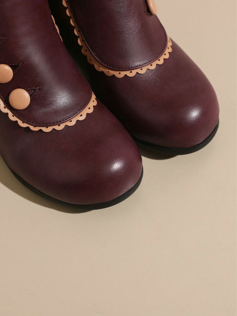 Vintage Kunstfellfutter Chunky Ferse Kurze Stiefel