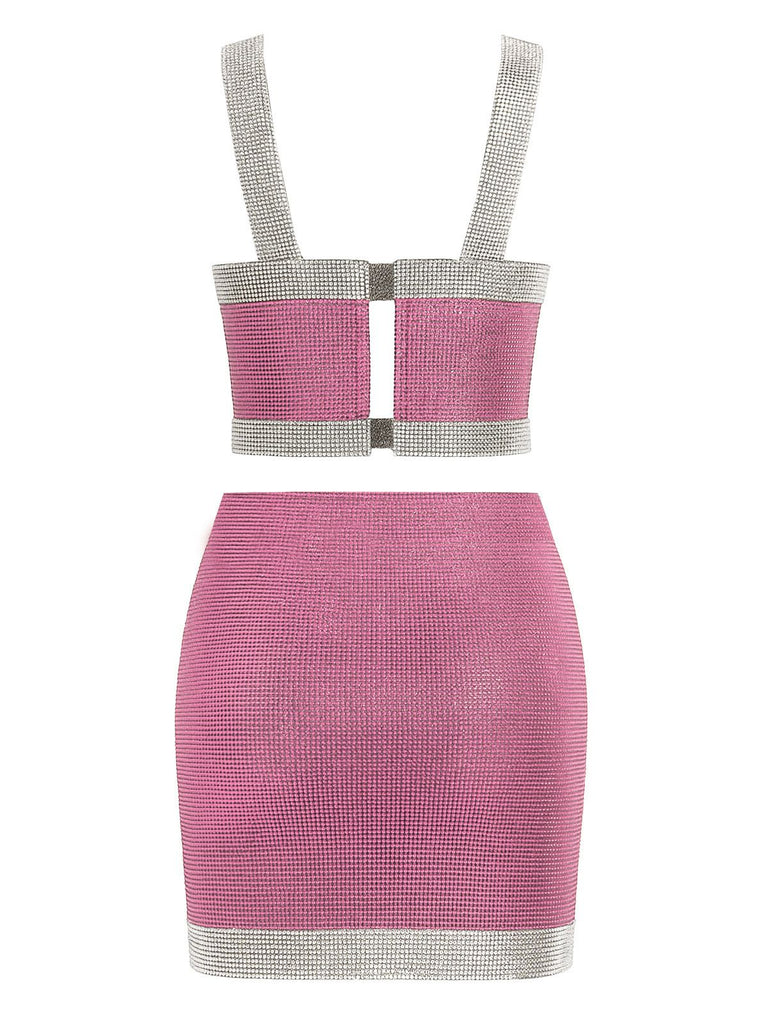 2PCS 1980er Metallisch Kreuzhals Top & Rock