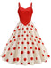 1970er Träger Patchwork Polka Dots Swing Kleid