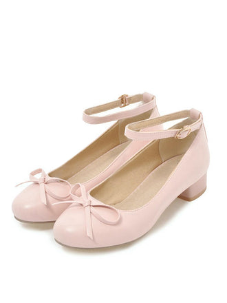 Runde Zehe Solide Schnalle Bogen High Heels