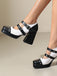 Mary Jane Nieten Quadratisch Zehenbereich Block Absatz Schuhe