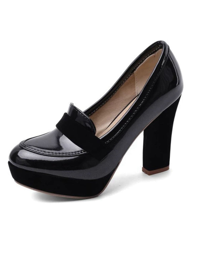 Vintage Runde Spitze Farbblock Hohe Absätze