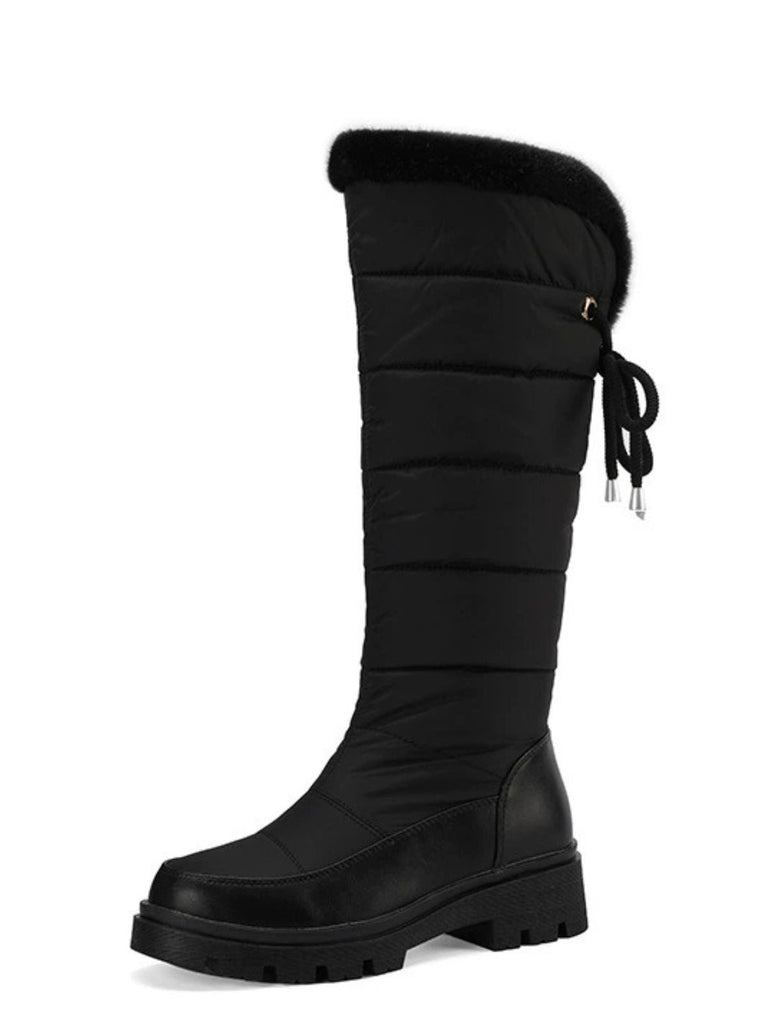 Kunstpelz Kniehoch Schneefall Stoff Stiefel