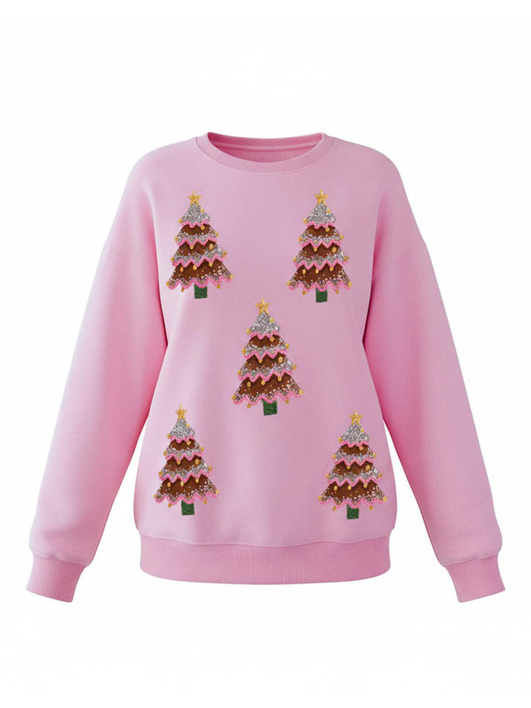 1980er Weihnachtsbaum Paillette Pullover