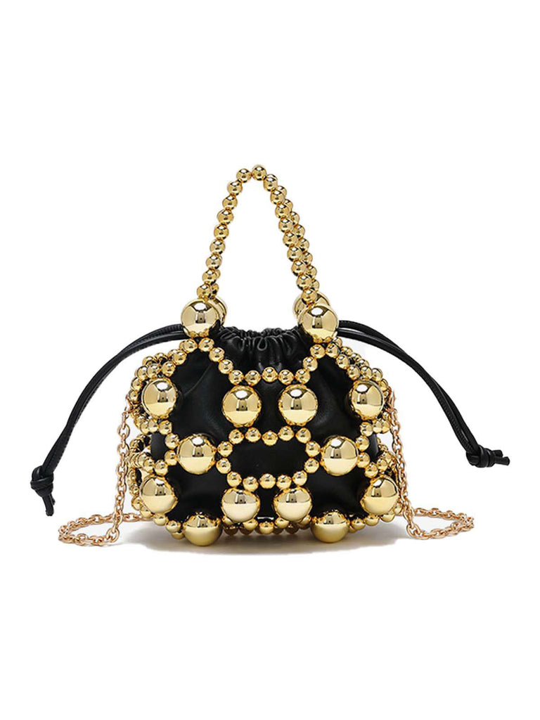 Metallisch Perlen Kordelzug Mini Beutel Tasche