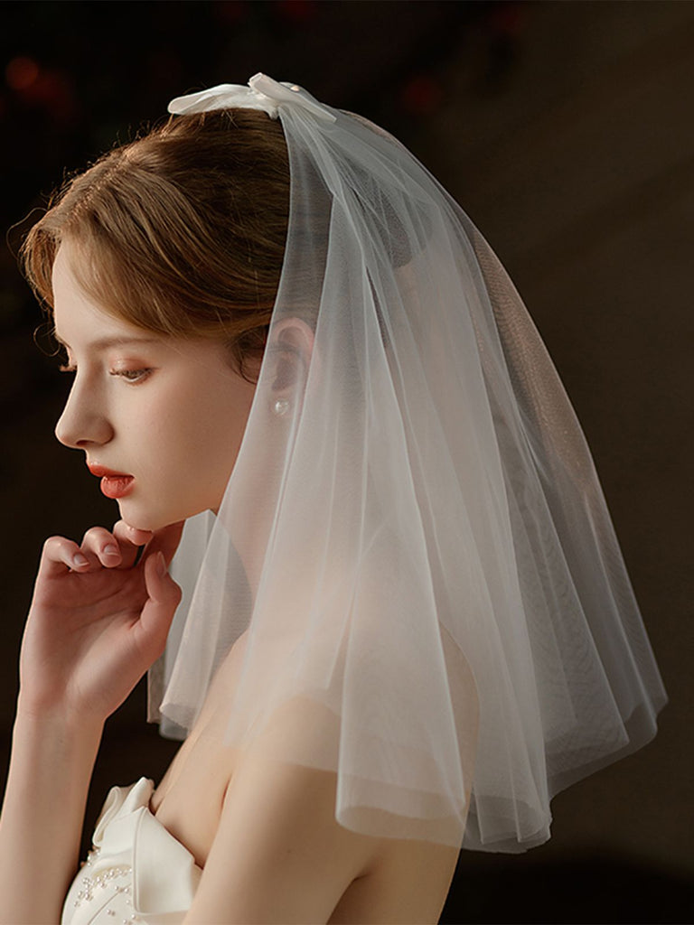 Weiß Vintage Bogen Hochzeit Brautschleier