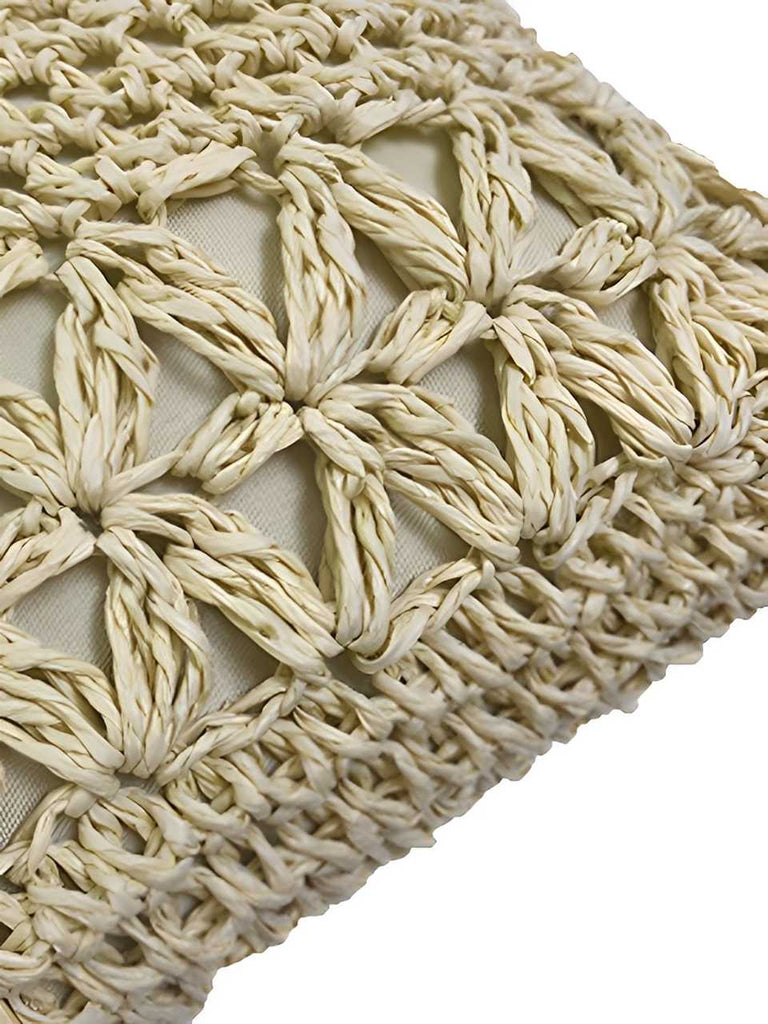 Vintage Stroh Holz Perlen Umhängetasche Tasche