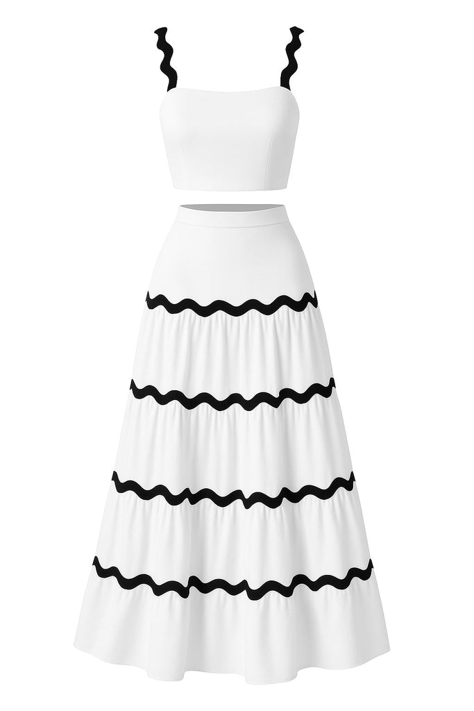 2PCS 1940er Träger Träger Top & Welligkeit Rock