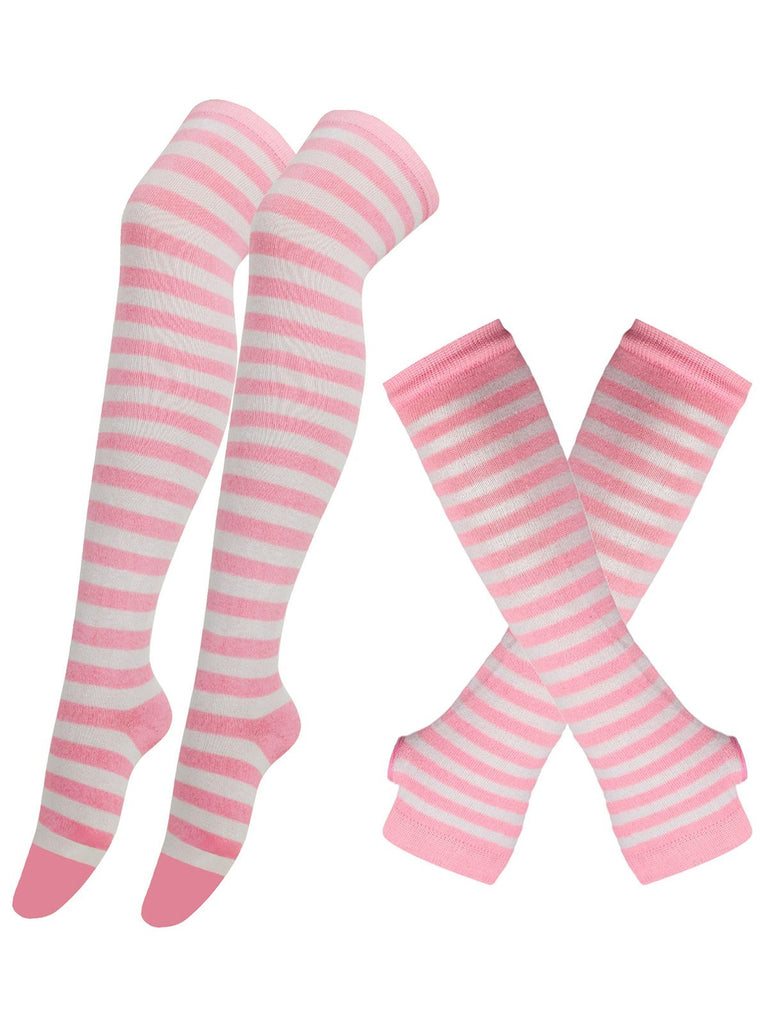 Vintage Halloween Streifen Fingerlose Handschuhe & Socken